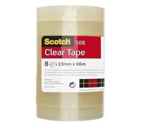 Scotch Transparent Tape 508-8 Rolls - 19 mm x 66 m - General Purpose Clear Tape for School, Home and Office