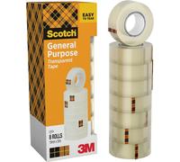 Scotch Transparent Tape, 8 Rolls (19 mm x 33 m) - General Purpose Clear Tape for School, Home and Office (Packaging may differ)