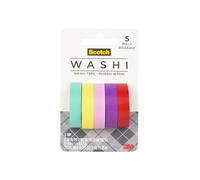 Scotch Washi Tape, Bright Colors, Assorted Patterns, 5 Rolls/Pack (C1017-5-P2)