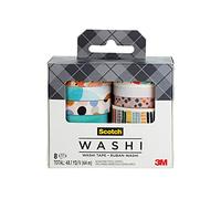 Scotch Washi Tape, Bright Colors, Assorted Patterns, 8 Rolls/Pack (C1017-8-P19)