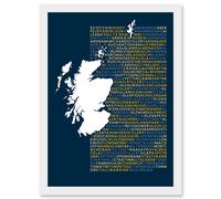 Scotch Whisky Distilleries Typography Map Artwork Framed Wall Art Print A4 Artery8 White One Size