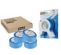 ScotchBlue Painter’s Tape Applicator Set with 5 Rolls Total (36mm) - Multi-Surface Masking Tape with Easy-Grip Tool for Precise Application on Trim, Skirting Boards, Windows & Door Frames