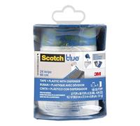 ScotchBlue Pre-taped Painter's Plastic Dispenser PTD2093EL-24-S, 24 in x 30 yd (60,9 cm x 27,4 m), 1 Roll/Pack, Blue