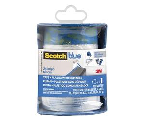 ScotchBlue Pre-taped Painter's Plastic Dispenser PTD2093EL-24-S, 24 in x 30 yd (60,9 cm x 27,4 m), 1 Roll/Pack, Blue