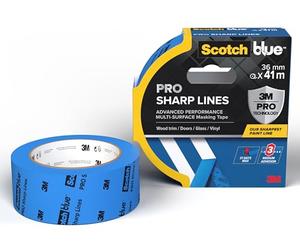 ScotchBlue PRO Sharp Lines Advanced Masking Tape, 36 mm x 41 m - Scotch Adhesive Blue Painters Tape For Super-Sharp Paint Lines, Indoor & Outdoor, with 3M Advanced Technology, 100% PEFC