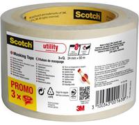ScotchBlue Scotch Painters Masking Tape Pack Of 3 Rolls 24mm X 50M Beige Indoor Decorating