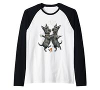 ScotchTerrier Dogs Dance Happy with Cup of Coffee in the Morning Raglan Baseball Tee
