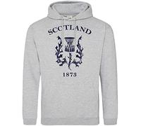 Scotland 1873 Rugby Hoodie, Scotland Birthday Gifts for Scottish Rugby Fan, Thistle Tournament Outfit Gift Idea, Nations Hoody for Men Women and Kids, XL, Sport Grey