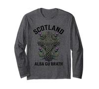 Scotland Alba Gu Brath Celtic Cross Thistle Gaelic Long Sleeve T-Shirt