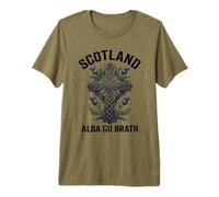 Scotland Alba Gu Brath Celtic Cross Thistle Gaelic Premium T-Shirt