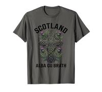 Scotland Alba Gu Brath Celtic Cross Thistle Gaelic T-Shirt