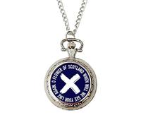 Scotland Anthem Pocket Watch - “Flower of Scotland” Design with St Andrew’s Cross | Silver Vintage Chain Watch for Men | Gift for Rugby Fan, Scotland Supporter or Sports Enthusiast