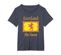 Scotland Brave Flag Lion Vintage Scottish T-Shirt, Women's Plus, Heather Blue, 3X