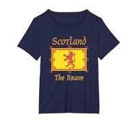 Scotland Brave Flag Lion Vintage Scottish T-Shirt, Women's Plus, Navy Blue, 6X
