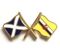 Scotland & Brunei Flags Friendship Courtesy Enamel Lapel Pin Badge T1199