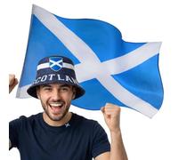 Scotland Bucket Hat & 5x3ft Saltire Flag Bundle, Adult Unisex Scottish Fan Kit for World Cup 2026, Tartan Army Match Day Set with Brass Eyelet Flag and Reversible Style Hat for Football, Pub, Garden