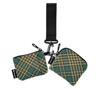 Scotland Buffalo Plaid Black Gold Green Women's Coin Pouches Card Holder Mini Fashion Business Card Holder with Zipper Pocket for Ladies Girls 2 Packs, Black Gold Green, One Size