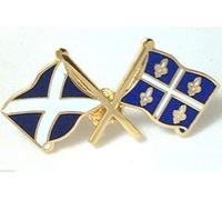 Scotland & Canadian Quebec Friendship Flags Enamel Lapel Pin Badge
