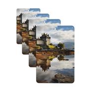 Scotland Castle Water Lake Scottish Car Air Fresheners 4 Pack Rectangle Car Hanging Fragrance Cards Auto Mirror Pendant Tablets