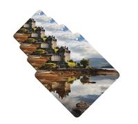 Scotland Castle Water Lake Scottish Car Air Fresheners 4 Pack Square Car Hanging Scented Cards with Auto Mirror Pendant Aromatherapy Tablets for Car