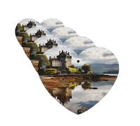 Scotland Castle Water Lake Scottish Car Air Fresheners 4 Pcs Heart Shape Hanging Car Air Freshener Fragrance Scented Cards Auto Mirror Pendant Aromatherapy Tablets For Car Home Office Closet Bathroom