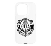 Scotland Celtic Knot Thistle Distressed Black Print Case for iPhone 15 Pro