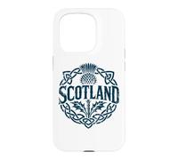 Scotland Celtic Knot Thistle Distressed Navy Print Case for iPhone 15 Pro