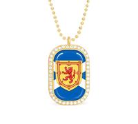 Scotland Coat of Arms Flag Funny Pendant Necklace for Women Personalized Fashion Jewelry Diamond Necklaces for Wedding Birthday Gold Silver