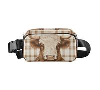 Scotland Cow Pastel Brown Trendy Crossbody Bag Waist Packs for Women Men Teenagers Small Sling Chest Bag with Adjustable Strap for Travel Gym Work, scotland cow pastel brown, One Size