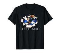 Scotland Cow Rugby Scottish Highland Cow Rugby T-Shirt - Unisex-Adults, Black, S, Long Sleeve, Classic Fit