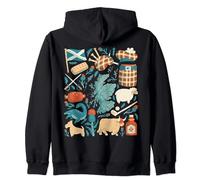 Scotland Doodles Highlands Edinburgh Glasgow Haggis Zip Hoodie