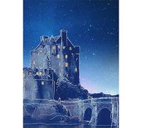 Scotland Eilean Donan Night Art Print Poster Wall Decor 12X16 Inch