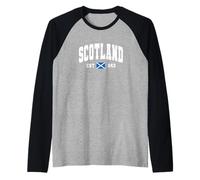 Scotland - Est 843 - Scottish Flag Raglan Baseball Tee