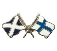 Scotland & Finland Flags Friendship Courtesy Enamel Lapel Pin Badge T540