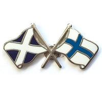 Scotland & Finland Flags Friendship Courtesy Enamel Lapel Pin Badge T540