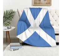 Scotland Flag,Bedding Fleece Blanket,Flag Real of European Country,Luxury Fuzzy Soft Anti-Static,Microfiber Bed Blanket,Blue and White,80x60in