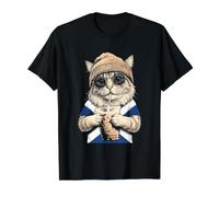 Scotland Flag Cat Scots Scottish Value Graphic T-Shirt, Men, Black, S