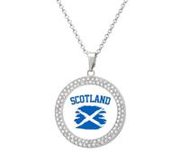 Scotland Flag Funny Necklace With Printed Pendant Novelty Diamond Jewelry for Women Men Silver/Gold