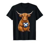 Scotland Flag Highlander Cow Scottish Highland Cow T-Shirt