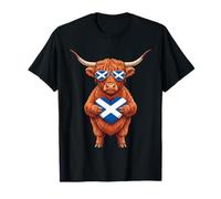 Scotland Flag Highlander Cow Scottish Highland Cow T-Shirt