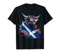 Scotland Flag Highlander Cow Scottish Highland Cow T-Shirt