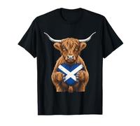 Scotland Flag Highlander Cow Scottish Highland Cow T-Shirt