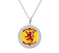 Scotland Flag Round Pendant Necklaces for Women Alloy Rhinestone Jewelry Custom Picture Necklace