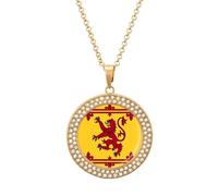 Scotland Flag Round Pendant Necklaces for Women Alloy Rhinestone Jewelry Custom Picture Necklace