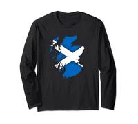 Scotland Flag Scottish Isles Map St Andrew's Cross Saltire Long Sleeve T-Shirt