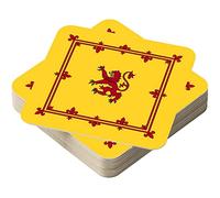 Scotland Flag Scottish Lion Rampant Beer Mats Pack of 24 - Absorbent Recyclable Square Cardboard Drink Mat Coasters - Accessories for Home Bars Pubs