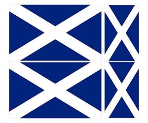 Scotland Flag Self-Adhesive Stickers, Pack of 4 | Great Britain Scottish Design, For Car, Van, Laptop, 10x6cm and 6x3.6cm