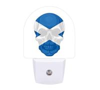 Scotland Flag Skull LED Night Light Plug in Night Light with Dusk to Dawn Sensor for Bedroom, Bathroom, Hallway 11.2x7.5x5cm