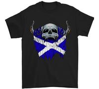Scotland Flag Skull Scottish Biker Gothic Mens T-Shirt 100% Cotton Black 2XL