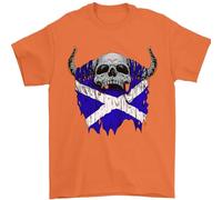 Scotland Flag Skull Scottish Biker Gothic Mens T-Shirt 100% Cotton Orange 2XL